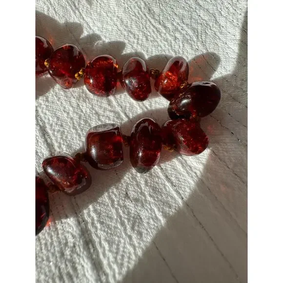 Natural Amber Bracelet – Hand-Knotted Cognac Nuggets, Baltic Style